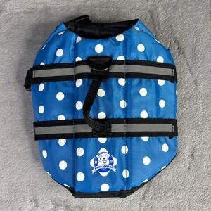 Paws Aboard Dog Life Jacket Blue Polka Dot Reflective Safety‎ Vest X-Small